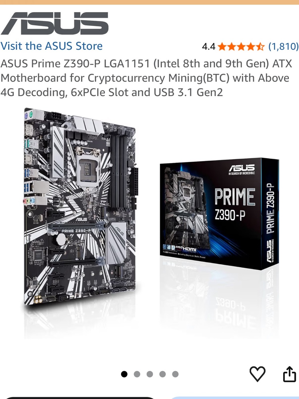 ASUS Prime Z390-P Motherboard Black & Silver ATX